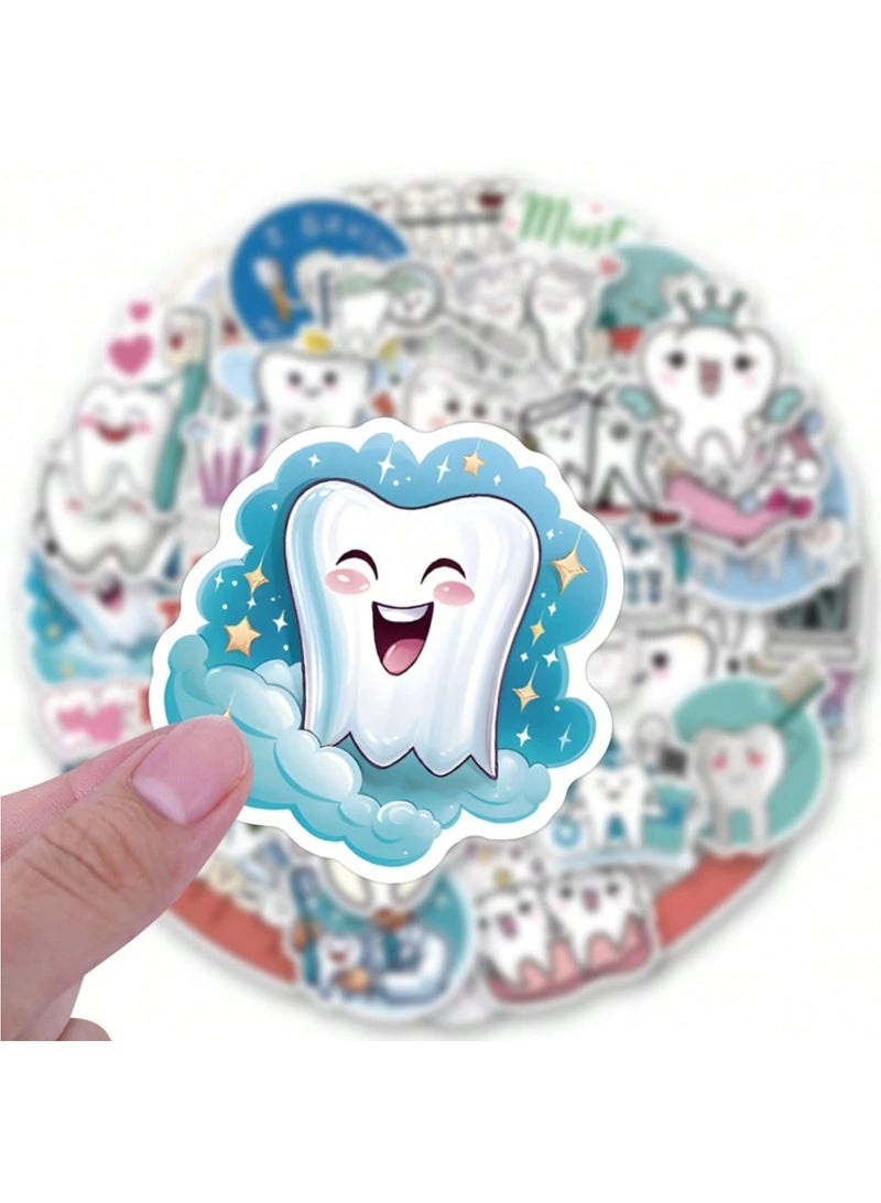 50 قطعة ملصقات الأسنان اللطيفة والمضحكة، ستيكرات فينيل فينتاج، مقاومة للماء، زينة كرتونية للأطفال والمراهقين، هدايا طبيب الأسنان، ملصقات لابتوب، زينة زجاجات المياه، ستيكرات هيدرو فلاسك، ديكور خوذة الدراجة، ملصقات حقائب السفر، لوازم تنسيق ألبوم الصور، أدوات مكتبية وفنية، ملصقات هاتف، ستيكرات طبية تعليمية، هدايا تحفيزية للطلاب، ديكور سكرابوكينغ، فينيل لاصق عالي الجودة، ملصقات مقاومة للرطوبة والشمس، مجموعة ملصقات فنية متنوعة. - Image 4